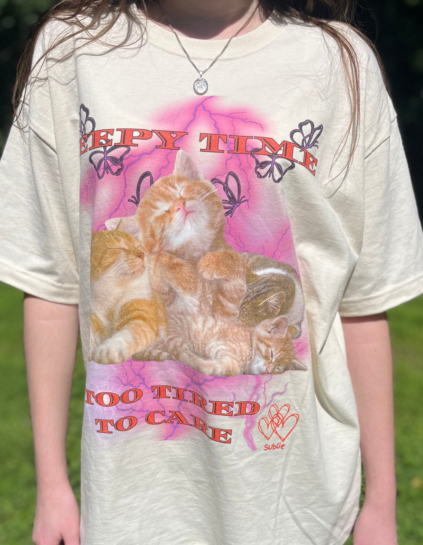 Sleepy Cat Funny Oversized Tee