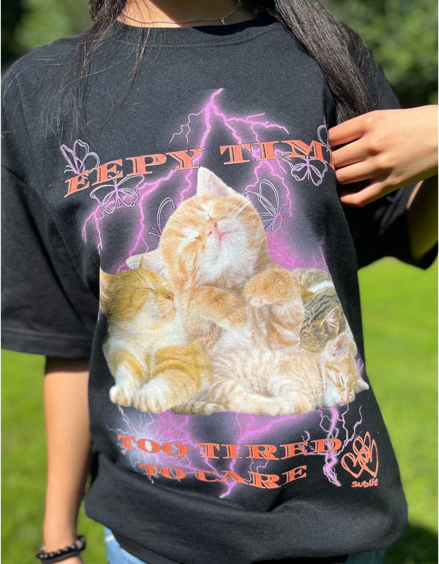 Sleepy Cat Funny Oversized Tee